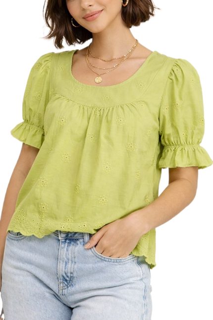 Ruffled Puff Sleeve Top