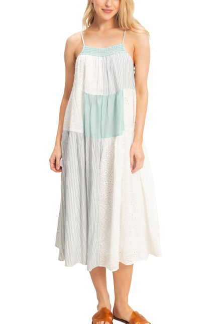 Strappy Patchwork Midi Dress