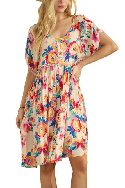 Floral Bliss Button-front Dress