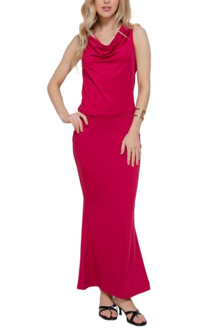 Sleeveless Cowl Neck Top N Long Skirt Set