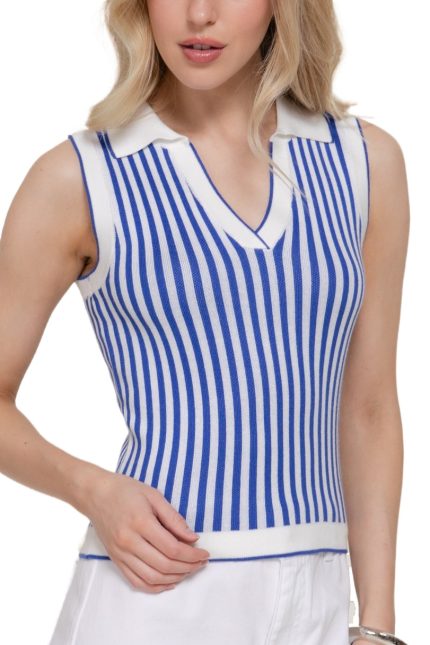 Sleeveless Vertical Stripe Sweater Top
