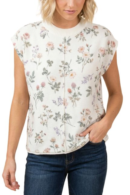 Floral Textured Sleeveless Knit Top