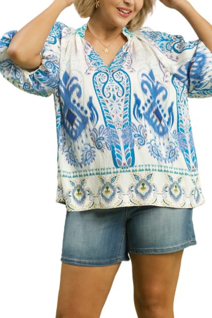Plus Boho Border Print Top