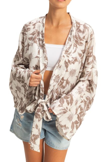 Floral Tie-front Kimono