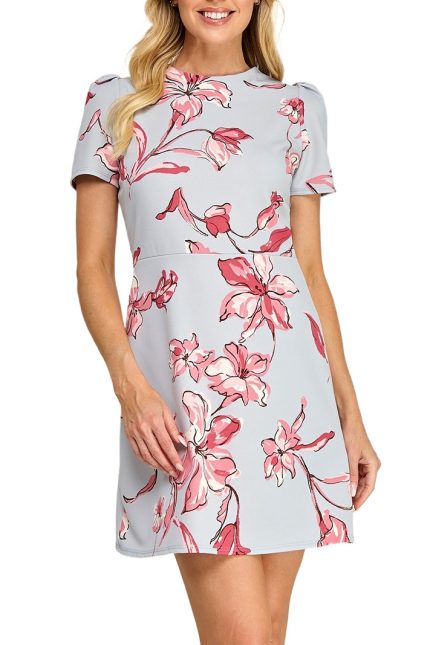 Floral Mini Short Sleeve A-line Dress