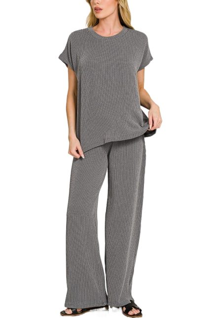 Raised Rib Relaxed Top and Pants Set