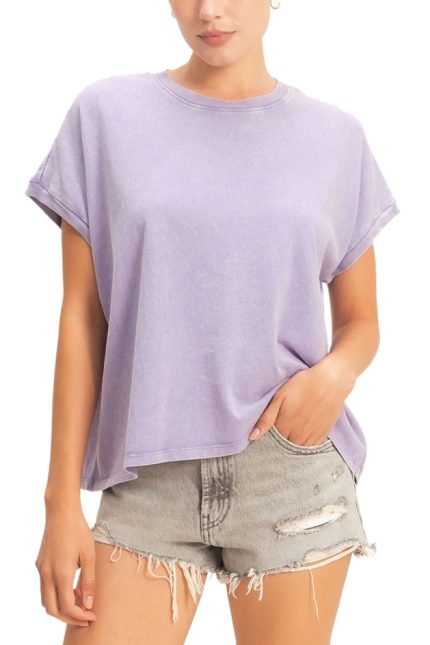 Capped Sleeve Mineral Wash T-shirt