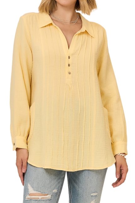 Pleat Detail Button Down Blouse