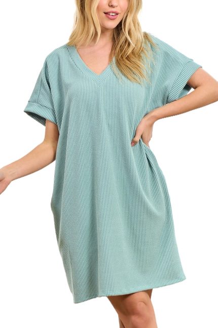 Forever And Ever Ribbed Shirt Dress