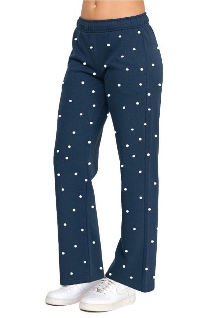 Fleece Straight Leg Babe Polka Dot Print Sweatpants
