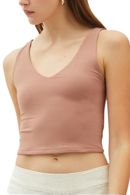 Crop Basic V Neck Tank