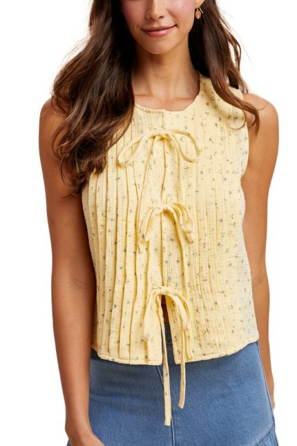 Ditsy Floral Cotton Blouse With Front Tie