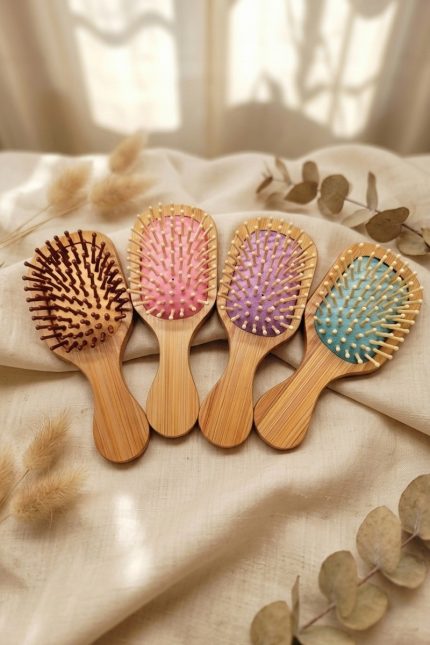 Eco Friendly Bamboo Paddle Hair Brush Pack Of 4