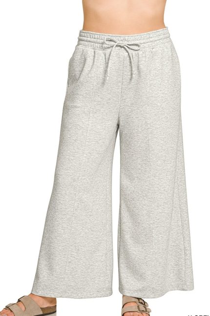 Plus Scuba Drawstring Wide Leg Pants