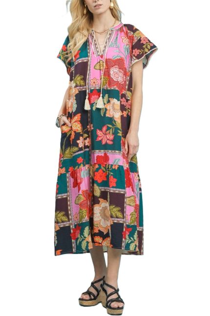 Mix Patchwork Floral Maxi Dress