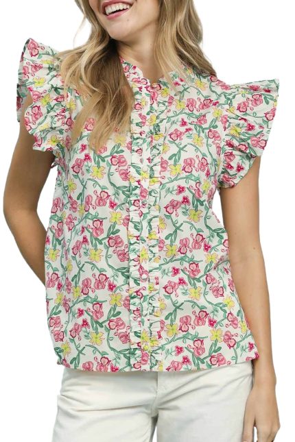 Floral Print Ruffle Top