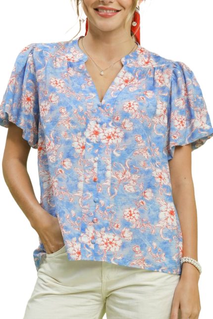 Floral Button-front Top