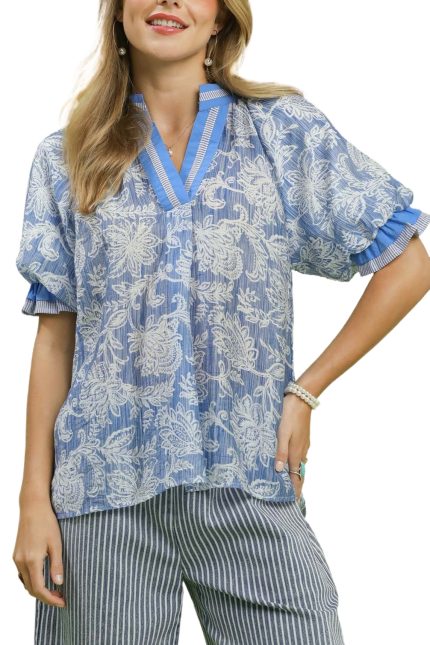 Floral Print Puff Sleeve Top