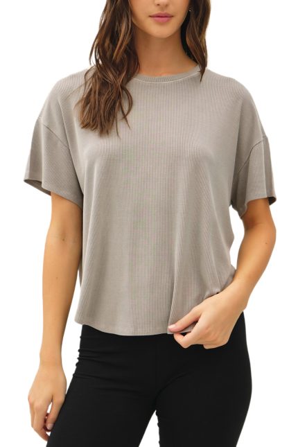 Garment Dye Ribbed Boxy Fit T-shirt