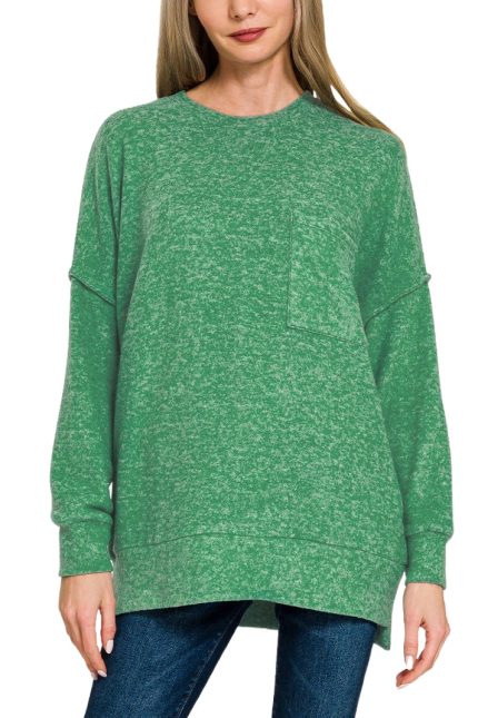 Brushed Melange Drop Shoulder Oversized Sweater