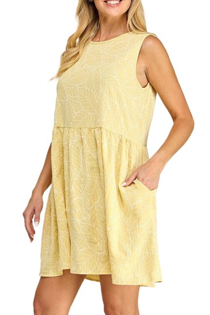 Print Sleeveless Baby Doll Dress