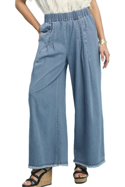 Stone Washed Wide Leg Pants