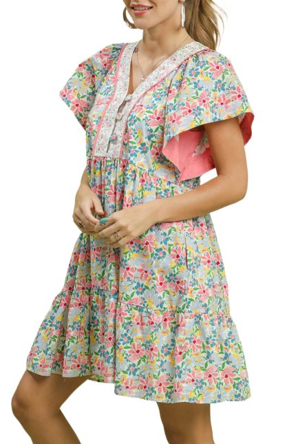 Mix Floral Tiered Dress