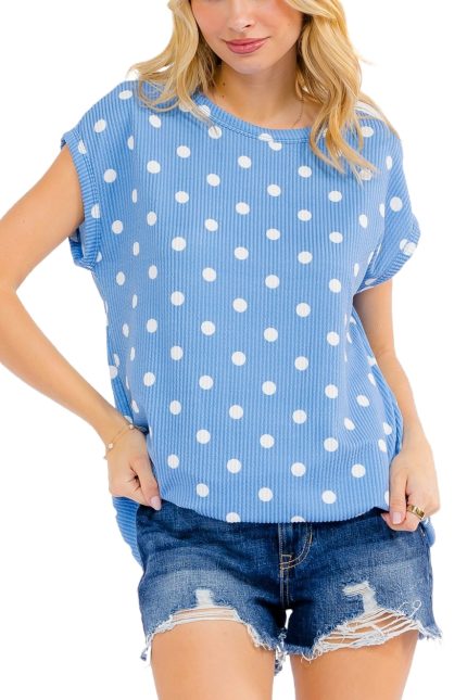 Polka Dot Rib Knit Tee