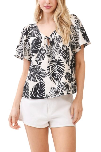 Tropical Leaf Print Top