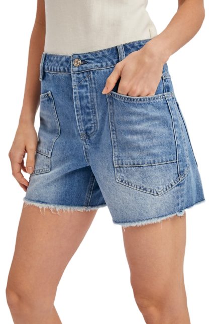 Denim Patch Pocket Barrel Shorts