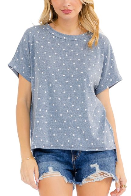 Polka Dot Banded Short Sleeve Top