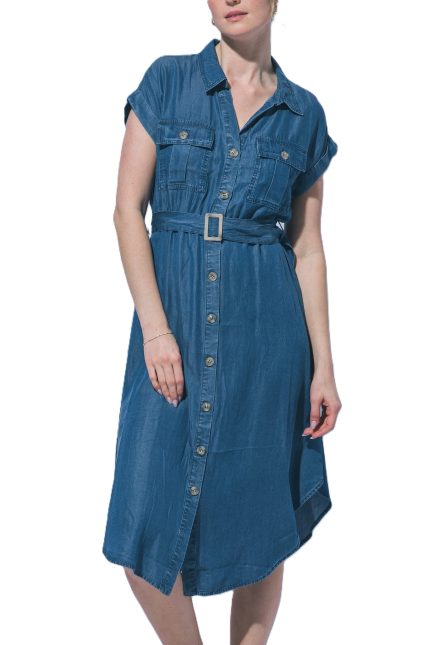 Chambray Button-down Midi Dress