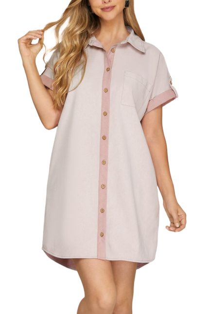 Button Up Shirt Mini Dres