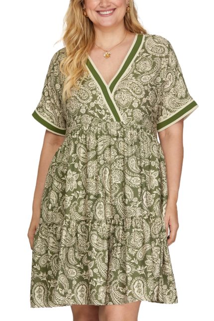 Plus Woven Printed Mini Dress