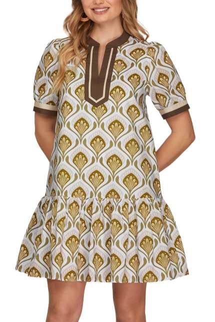 Short Sleeve Printed Mini Dress