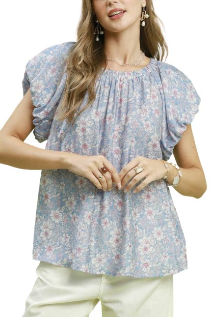 Floral Puff Sleeve Blouse