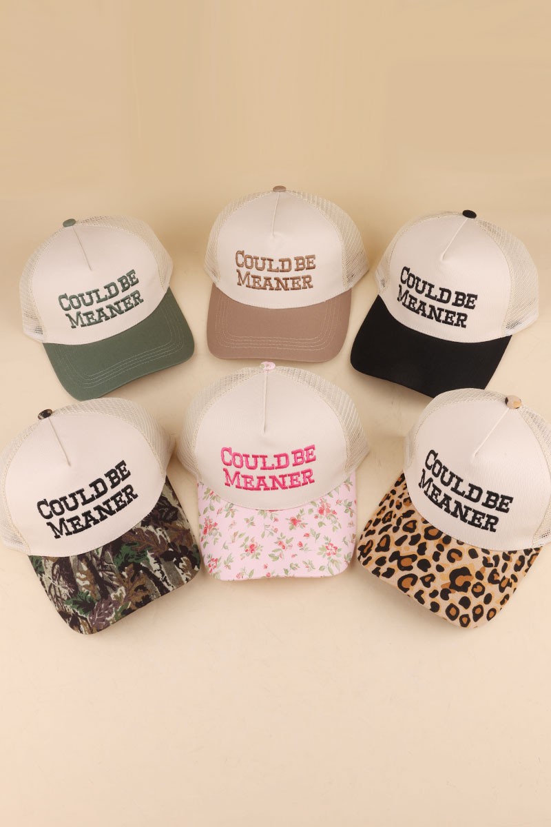 Could Be Meaner Two Tone Mesh Snapback Hat