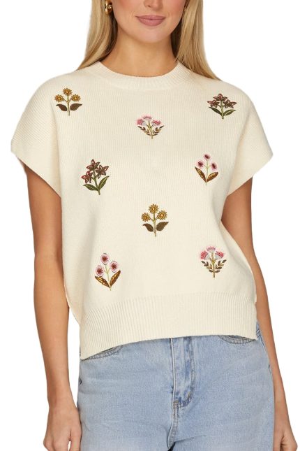 Embroidered Sweater Top