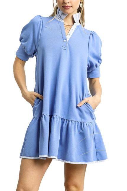 Striped And Solid Mixed Mini Dress