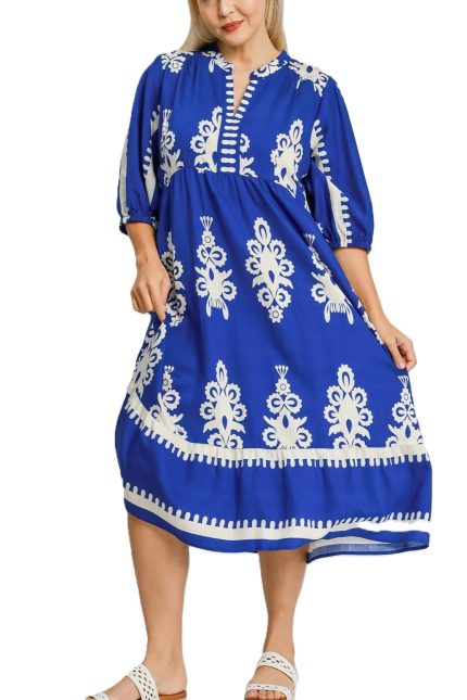 Plus Abstract Print Midi Dress