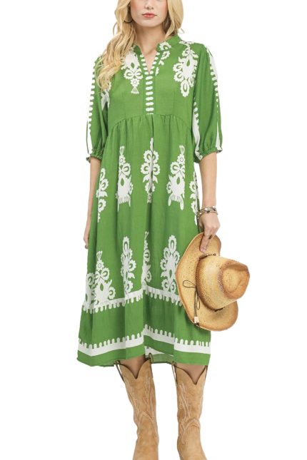Abstract Print Midi Dress