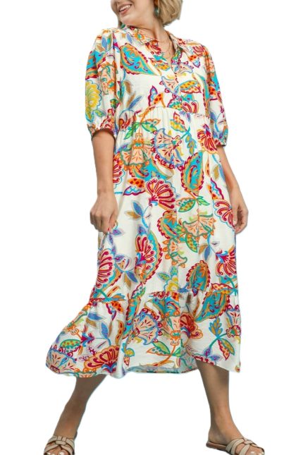 Plus Mix Paisley Print Maxi Dress