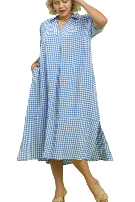 Plus Gingham Midi Dress