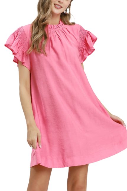 Ruffle Flutter Sleeve Dress