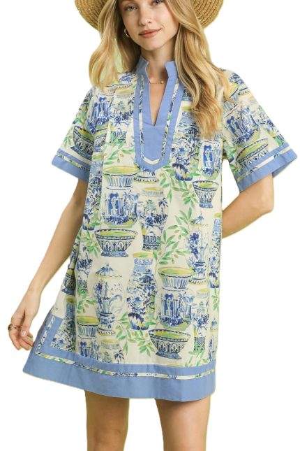 Mix Abstract Print Mini Dress