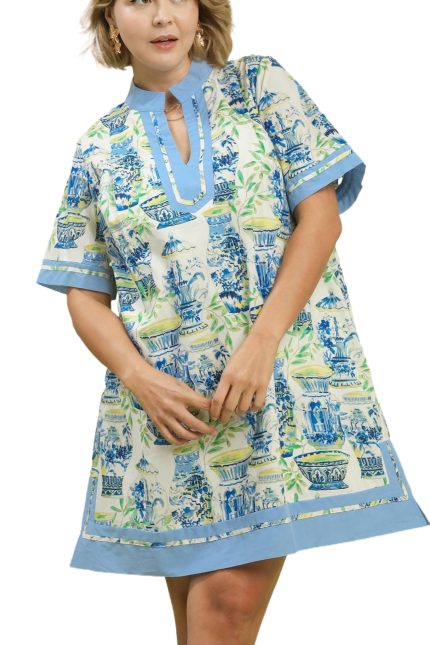 Plus Mix Abstract Print Mini Dress