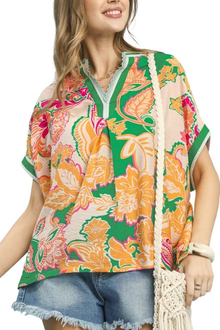 Abstract Print Oversized Top