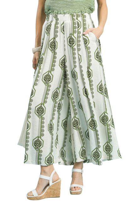 Geometric Boho Print Wide Leg Pants