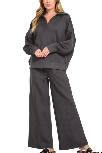 Scuba Collared Pullover And Pants Set