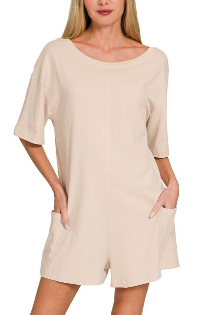 Short Sleeve Romper With Pockets